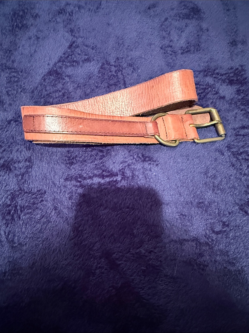 GAP Women's Leather Belt in Rust Brown with Antique Brass Buckle